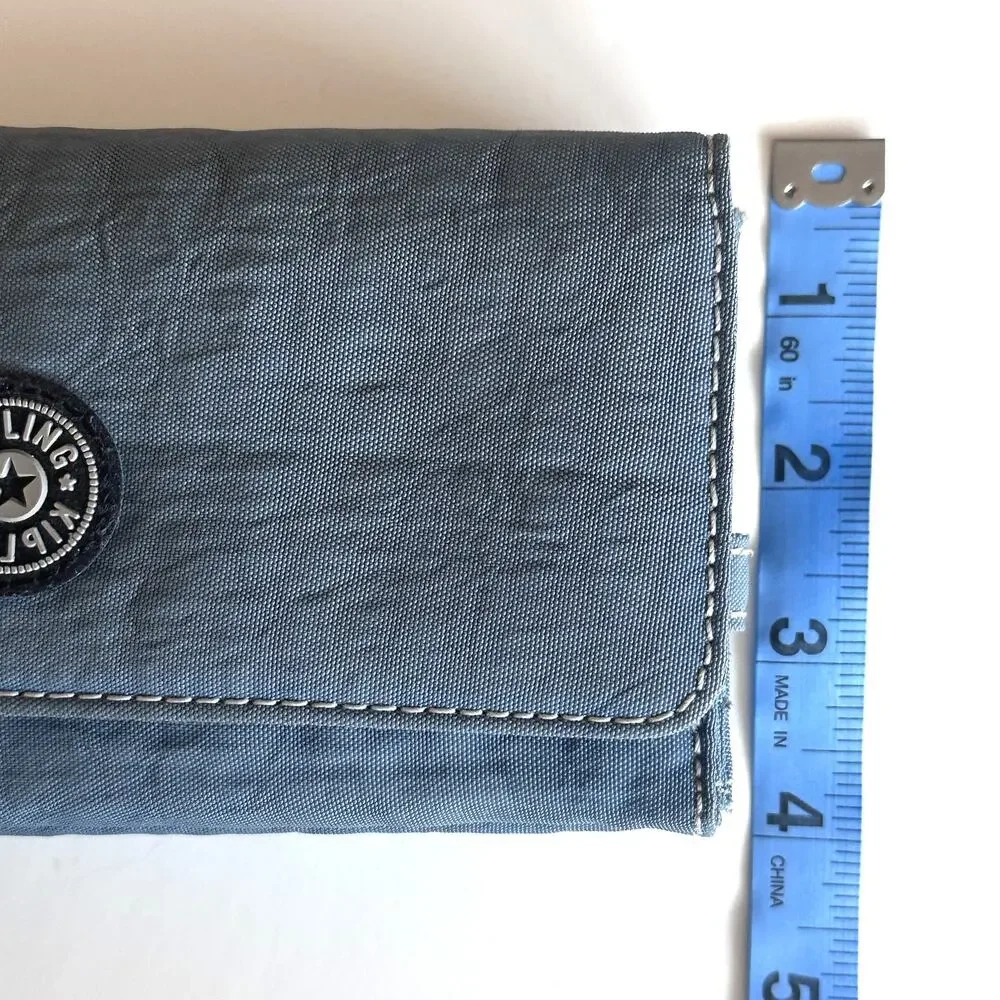 Kipling Teddi Wallet Dusty Blue Trifold Continental Nylon Envelope